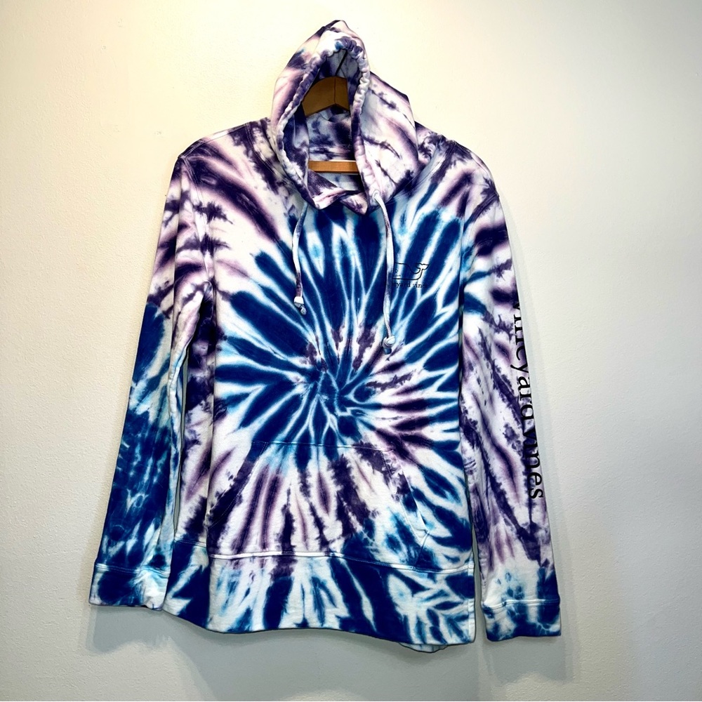 Vineyard Vines Blue Purple Tie Dye Sweatshirt Sz Small Relaxed Fit Cotton Blend